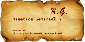 Misetics Geminián névjegykártya